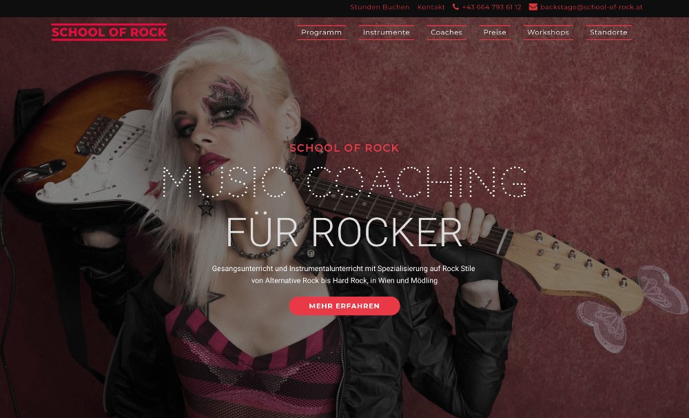 School of Rock Website
